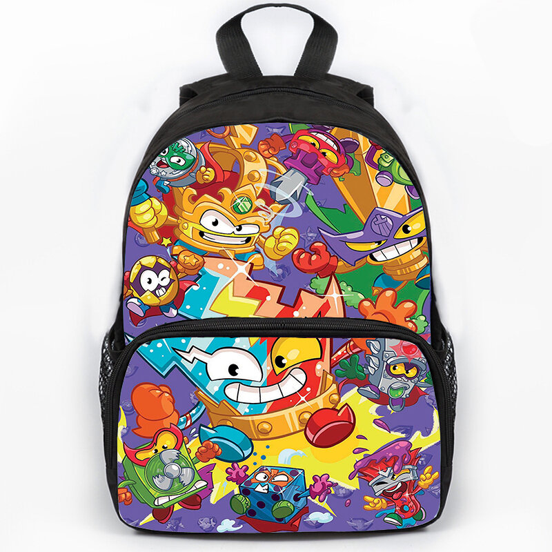 Superthings Print Backpack for Kids, Mochilas escolares para meninas e meninos, Mochila dos desenhos animados para estudantes, Bolsa para laptop