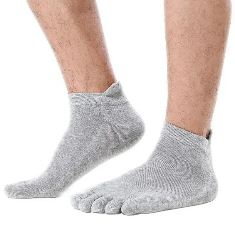 Носки-невидимки мужские 4 пары, тонкие однотонные хлопковые летние Нескользящие с закрытым носком, простые носки с 5 пальцами