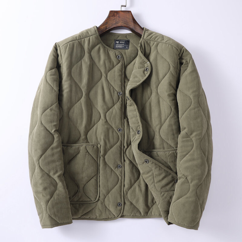 Мужская Зимняя Повседневная хлопковая куртка, однотонная теплая плотная парка в винтажном стиле, модная верхняя одежда, рабочая куртка
