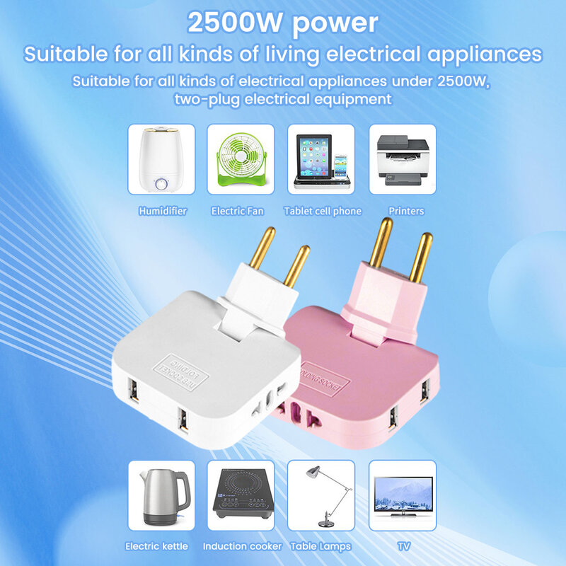3 in 1 EU Power Socket Plug Adapter Opvouwbare 180 graden Rotatie Draadloze Outlet Sockets Voor Mobiele Telefoon Opladen Converter