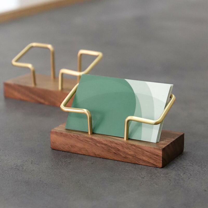 Business Card Holder Unpainted Anti-deformed Decorative Office Wooden Desktop Card Display Rack Table Notepad Clip Ornament