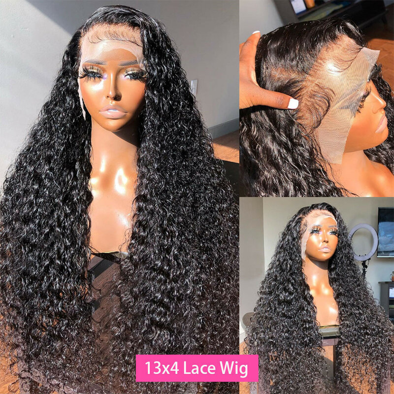 curly 100% human hair wigs glueless 13x6 lace frontal wig deep wave water wave bob cheap wigs on sale clearance for women choice