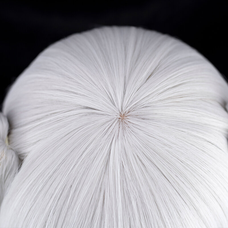 L-mail-Peluca de cabello sintético para Cosplay, sin cabellera Frieren, Color blanco plateado de 90cm, doble cola de caballo, para Halloween