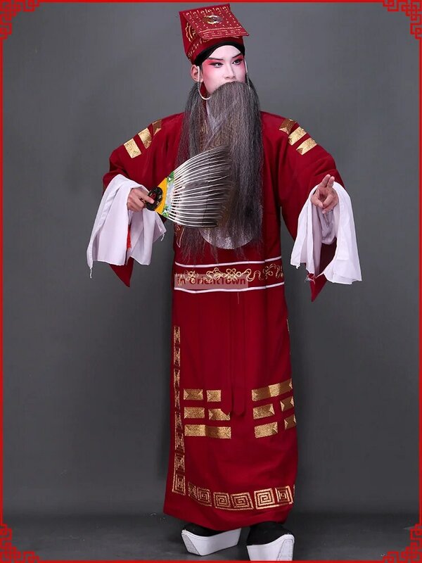 Traje de tres reinos chinos Zhu Ge Liang, ocho diagramas, actuación de ópera de Peking, taoísta antiguo, ropa de escenario de Tai Chi