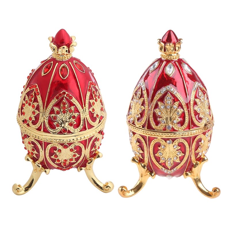 Kotak Perhiasan Tipe Telur Paskah Penyimpanan Perhiasan Berlian Imitasi Dekorasi Rumah Kantor
