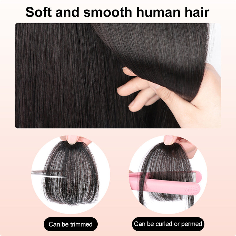 Clip en flequillo humano Real para mujer, extensiones de cabello, postizos de flequillo Natural falso, uso diario