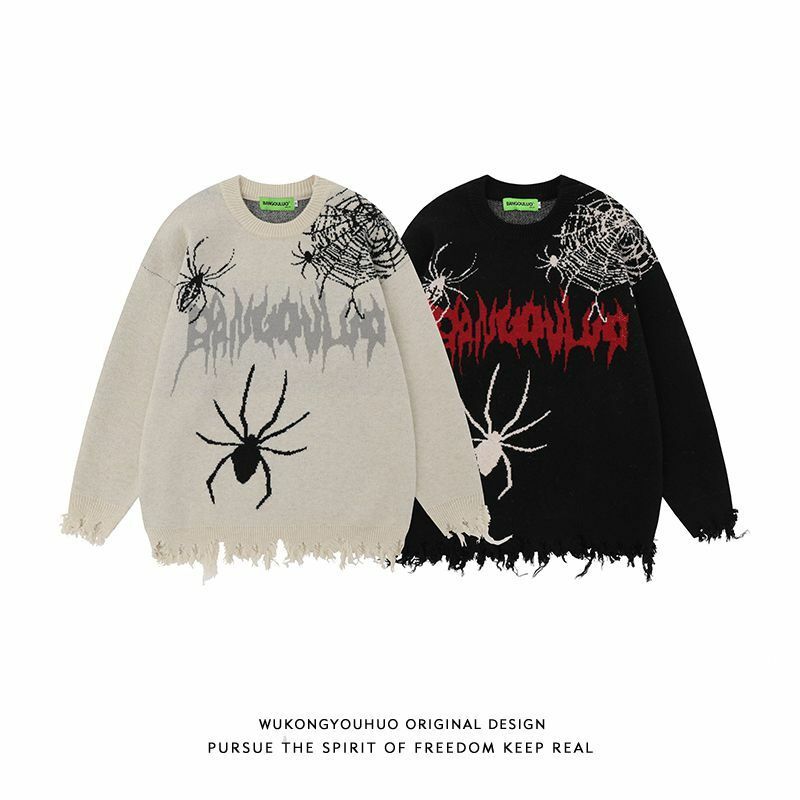 American Hip-hop Spider Graffiti autunno inverno nuovi maglioni per uomo donna Ins Tide Brand Loose Couple Casual Joker pullover