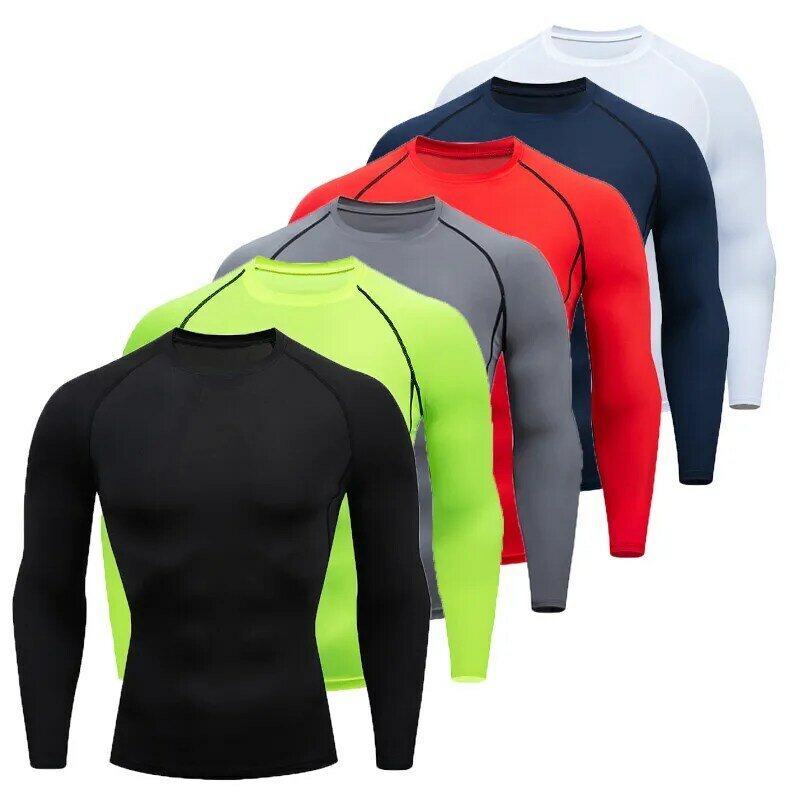Kaus olahraga pria, baju atasan luar ruangan lengan panjang untuk lelaki musim semi musim gugur Gym lari
