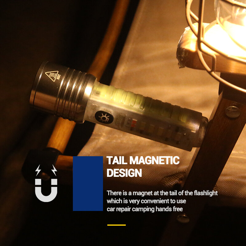 Nuova MINI torcia a LED USB C ricaricabile torcia forte magnete penna Clip lanterna Zoom lampada portatile opzionale campeggio luci Uv