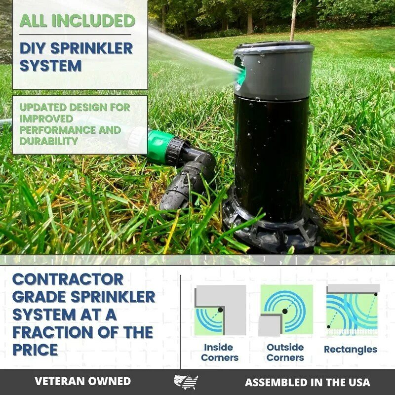 QSK-745 In-Ground 5-Inch Pop-Up Adjustable Sprinkler 5-Pack With Quick Hose Connectors And Splitters