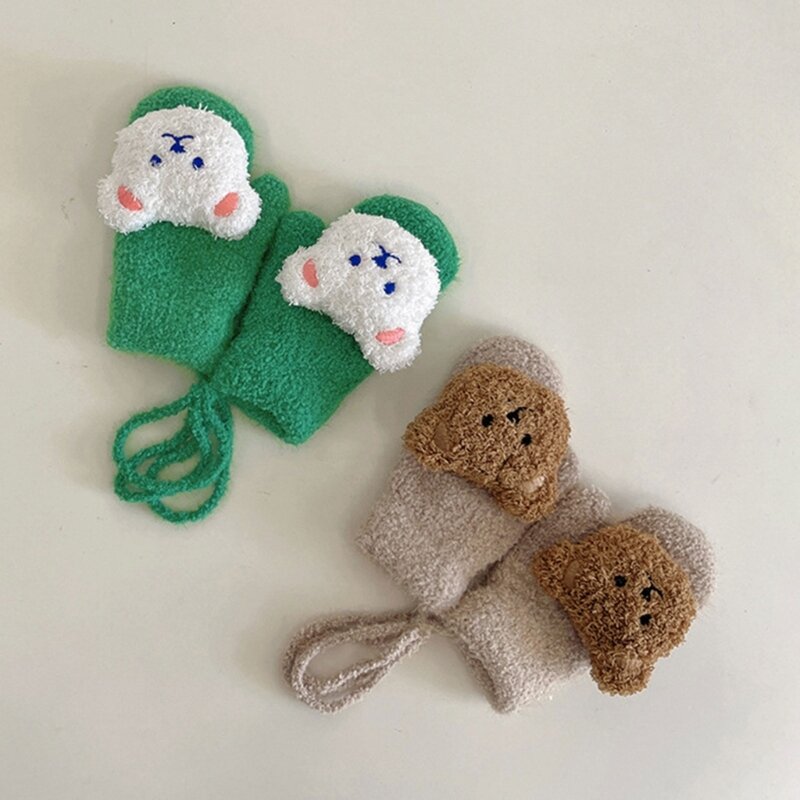 Универсальные Перчатки, варежки для рук, детские варежки с мультяшным медведем, перчатки для малышей G99C