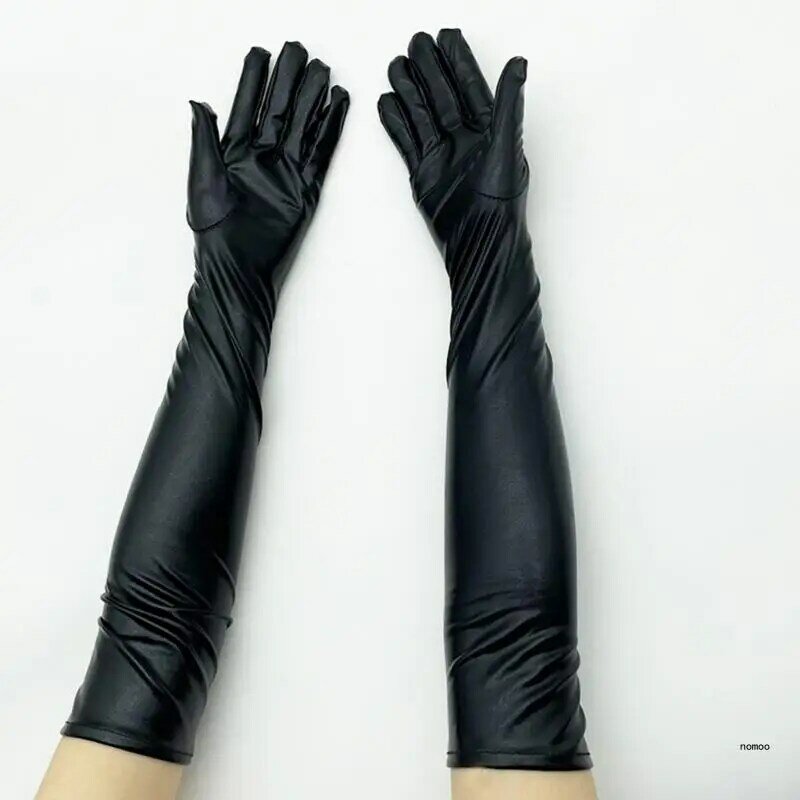 Перчатки для выступлений, длинные перчатки из искусственной кожи, женские длинные перчатки в стиле панк, перчатки для танцев на