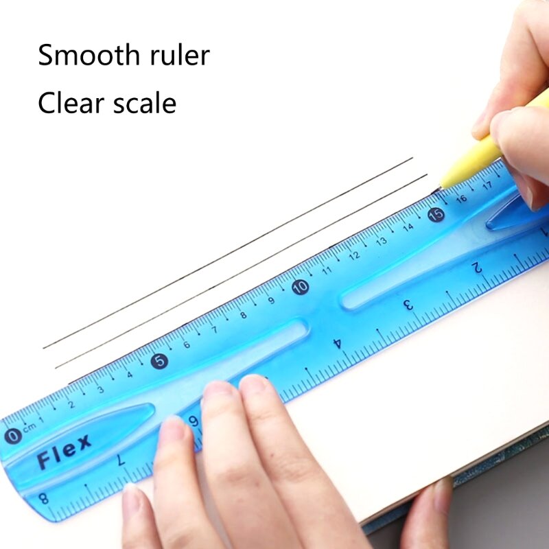 2x regla Flexible colorida, Regla suave, regla recta transparente con pulgadas y métrica
