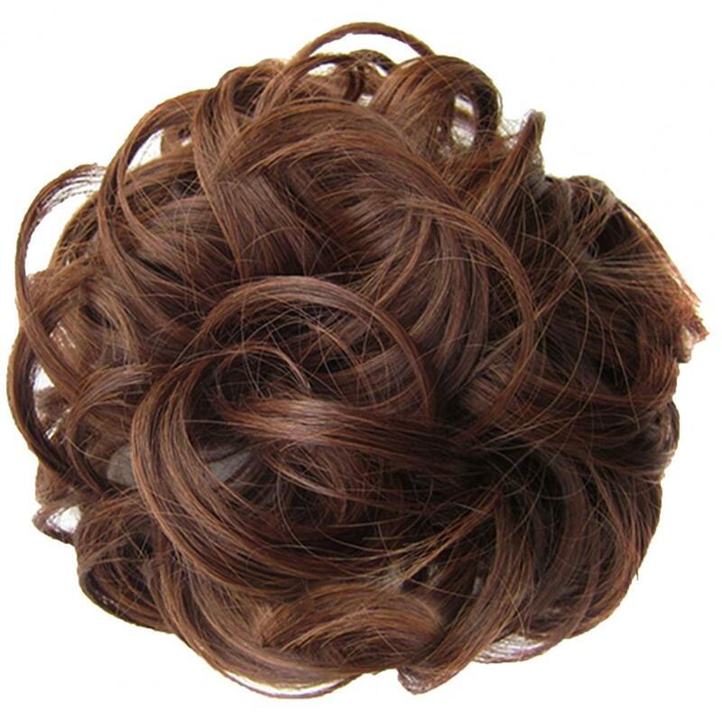 Extensiones de moño de pelo sintético para mujer, Scrunchies elástico de cabello rizado desordenado, peluca de moño, coletero