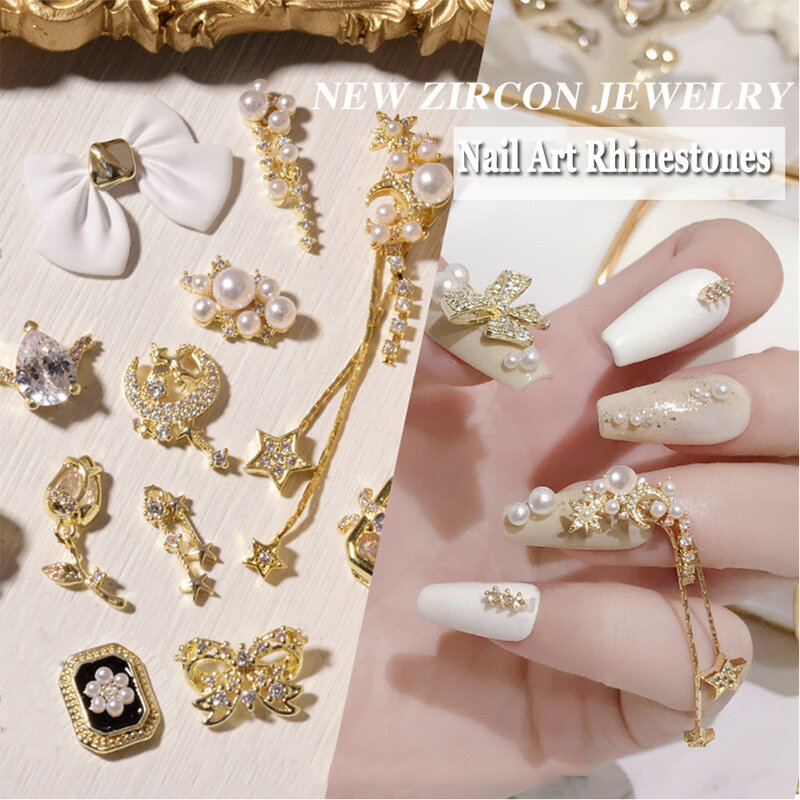 Dijes de nudo de lazo de flor de ala DIY de lujo, 3D diamantes de imitación de uñas, joyería de uñas, herramientas de manicura, decoraciones de Arte de uñas