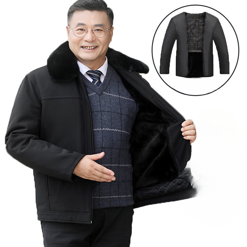 Куртки для мужчин среднего и пожилого возраста осенне-зимняя одежда утепленная хлопковая одежда пальто для отца 2024 A279
