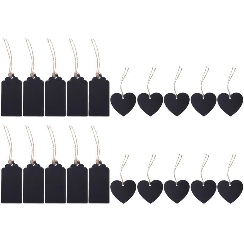 10pcs Double-sided Wooden Small Blackboard with Hemp Rope Pendant DIY Home Decoration Rectangular Message Board