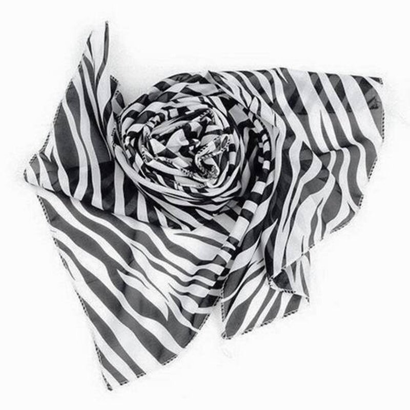 10-krotne czarne białe szyfonowe paski zebry pasiaste damskie szal chusty na prezent paszmina