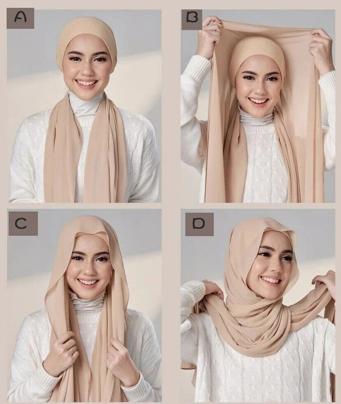 Mới Nhất Cao Cấp Khăn Choàng Voan Miếng Dán Cường Lực Áo Ống Nắp Bộ Nữ Liền Headwrap Hồi Giáo Hijabs Scarvf Với Bên Trong Nắp Kiềng
