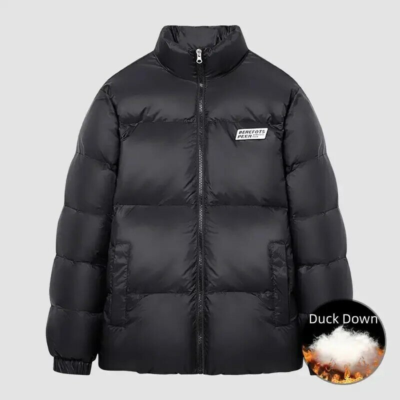 Ueteey Winter Men Women Puffer Coat Thicken Warm White Duck Down Jacket Waterproof Stand Collar Fashion Casual Unisex Jackets