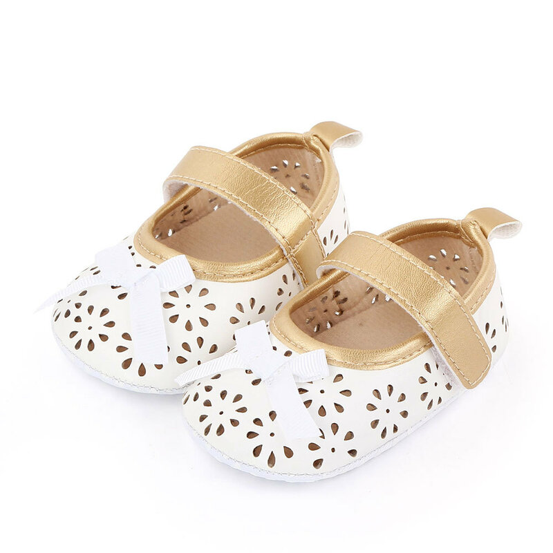 Chaussures de princesse en cuir PU pour nouveau-né fille, sandales d'été pour bébé, ajouré, antidérapantes