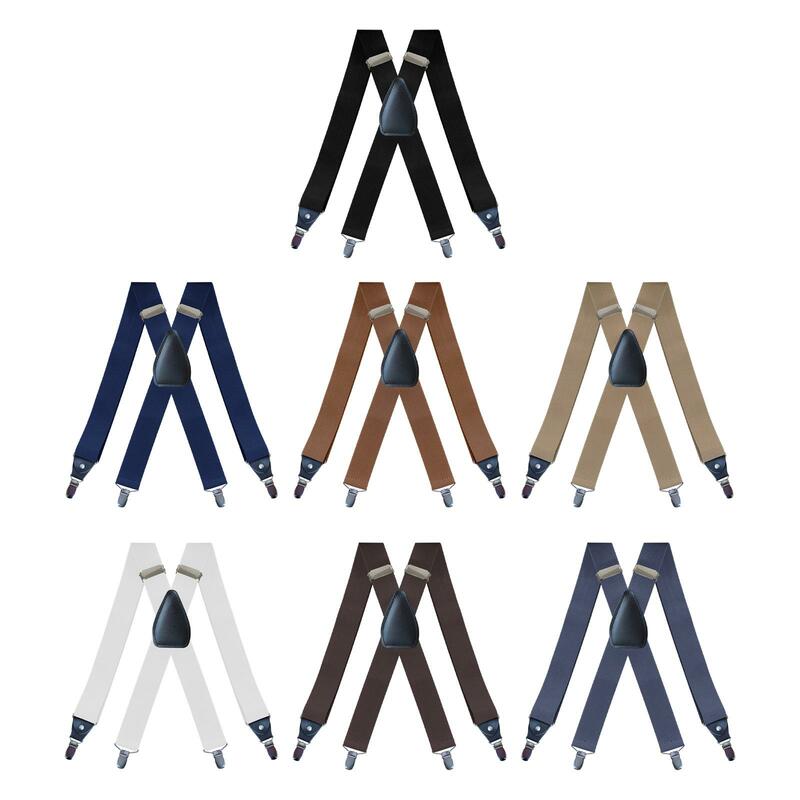 Suspenders for Men, x Shaped Clips Elastic Solid Color 1.38 inch Size Fits All Adjustable Brace Unisex Mens Womens for Work