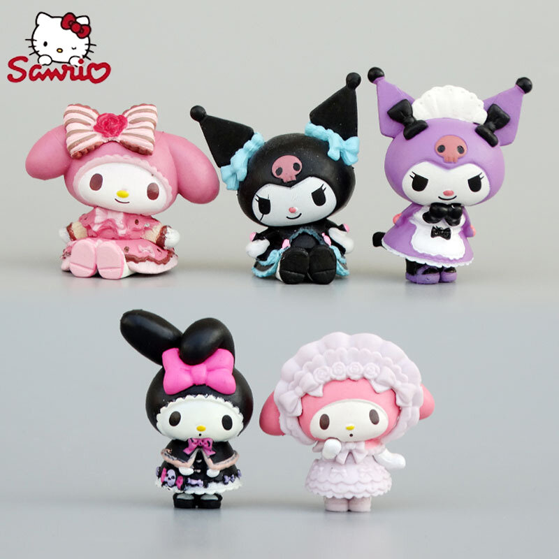 Sanrio 4Cm My Melody Figure Anime Kawaii Melody Kuromi Kt Cat Action Collection A Set of 5 Pvc Materials Gifts For Children