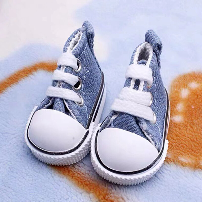 1/6 BJD Sepatu Boneka Buatan Tangan 5 CM Sepatu untuk Boneka Mini Kanvas Tali Sepatu Boneka Bermain Rumah Berdandan Aksesoris Mainan Anak-anak Hadiah