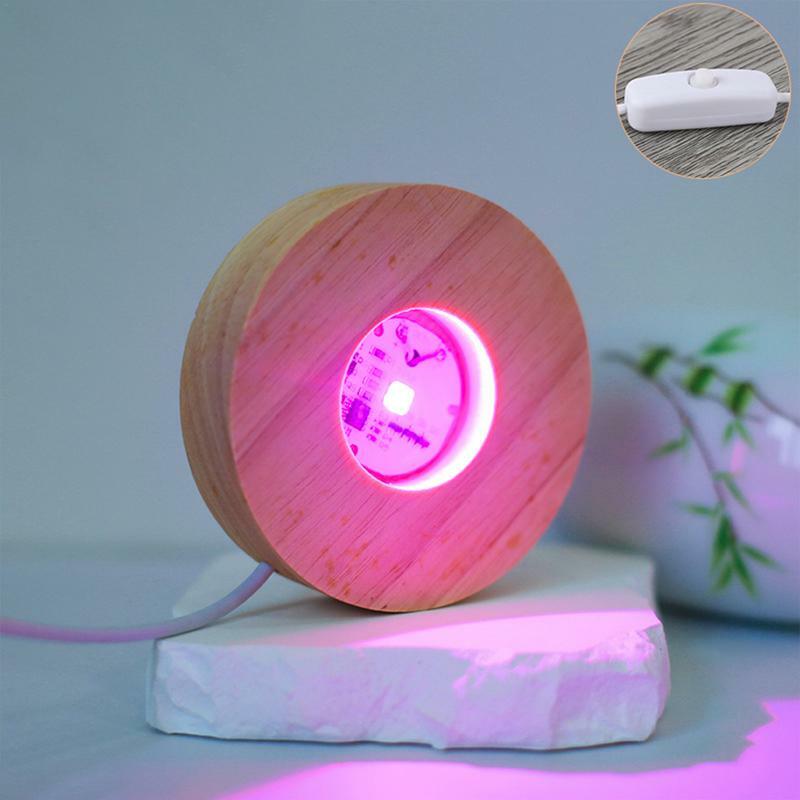 Lampu tampilan dasar kayu baru layar LED kayu dasar untuk kerajinan akrilik seni Resin dan kaca kristal lampu malam LED