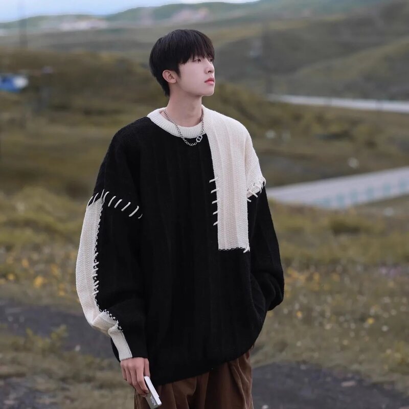2024 Nowy wiosenny i jesienny retro leniwy sweter Koreańska edycja męska Podróże Zakupy Wysokiej jakości luźna dzianinowa koszula młodzieżowa para
