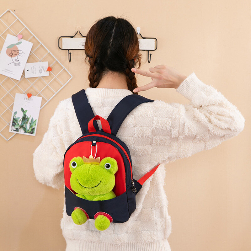 Mochila de dibujos animados para niños, bolso escolar de clase pequeña y grande, oso de fresa extraíble, bonito bolso de belleza para jardín de infantes