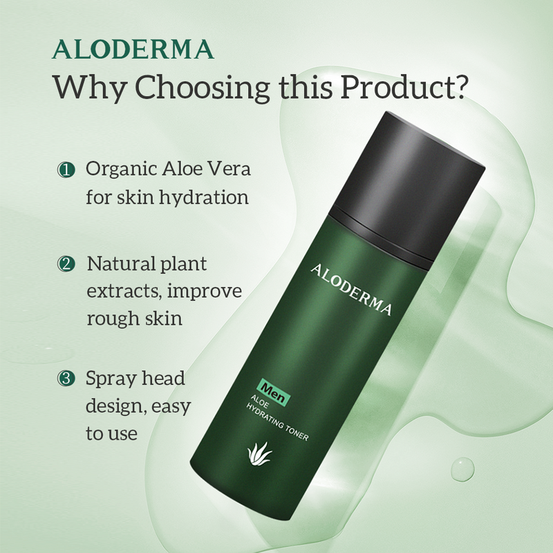 Aloderma-Juego de 3 piezas para el cuidado de la piel hidratante para hombre, Limpieza Profunda, refrescante e hidratante