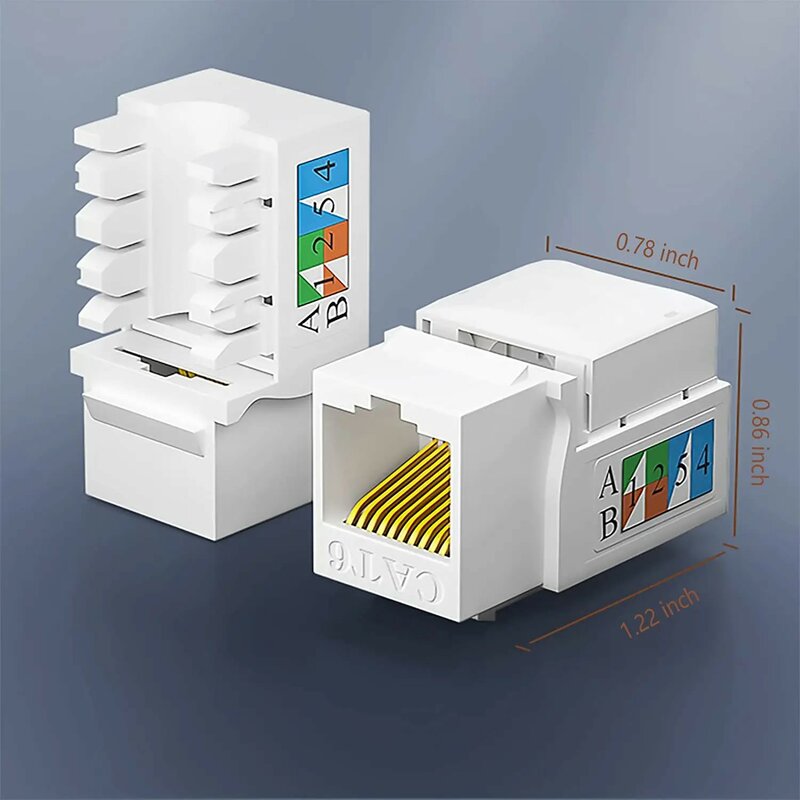 ZoeRax Cat6 RJ45 Keystone Jack Punch Down Connector Network Ethernet Wall Adapter White Ethernet Module Coupler