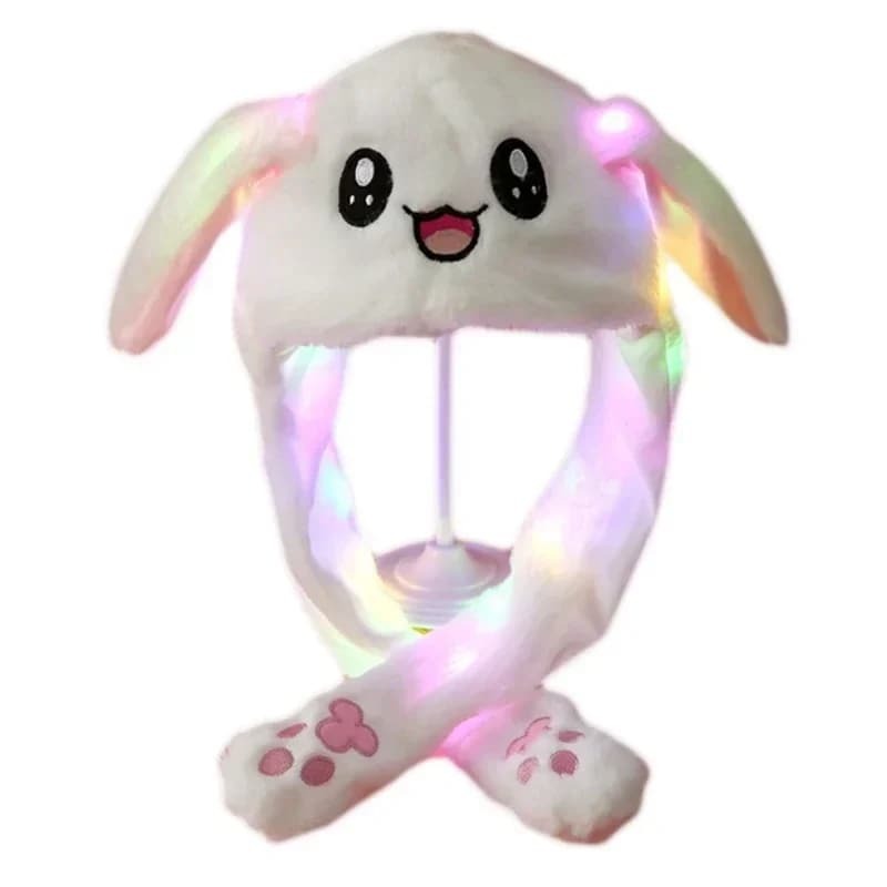 Moving Ear Hat Cartoon Plush Toy Rabbit Ear Cartoon Children's Funny Glow Hat Prefect Gift for Kids and Adults