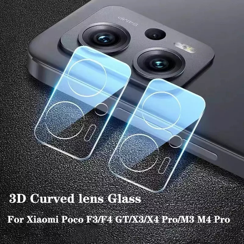 Cristal de lente 3D para Xiaomi POCO X3 NFC X4 pro F4 GT M3 M4 Pro 5G, Protector de pantalla de lente de cámara para Xiaomi Poco X4 X5 Pro, 2 uds.