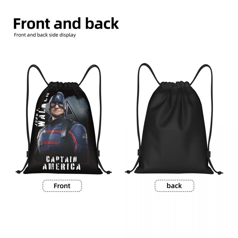 Custom Captain America Hero Drawstring Backpack Bags Men Women Lightweight Gym Sports Sackpack Sacks for Yoga
