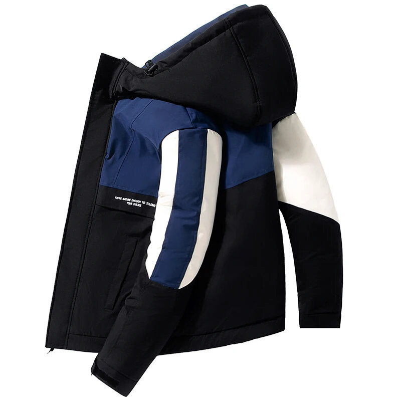 Новинка 2024, зимнее пальто, Мужская Утепленная Повседневная парка, облегающая верхняя одежда, ветрозащитная теплая Модная пуховая куртка с капюшоном