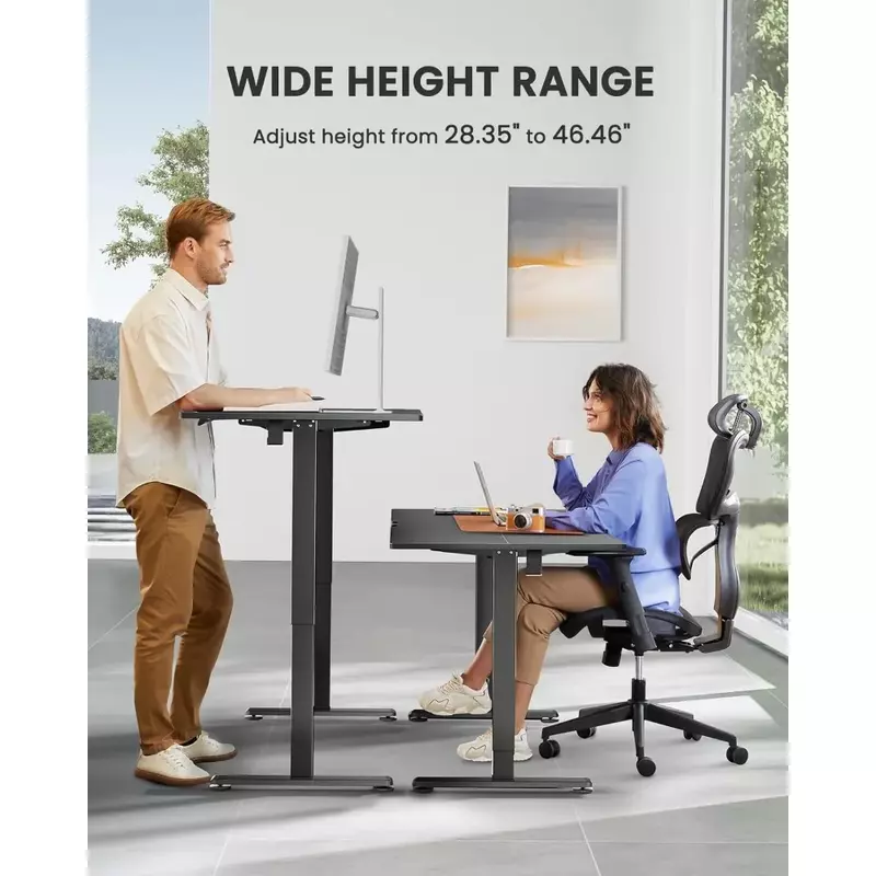 Height Adjustable Electric Vertical Office Desk, 48 X 24 Inch Sitting Desk, Memory Computer Home Office Desk (black)