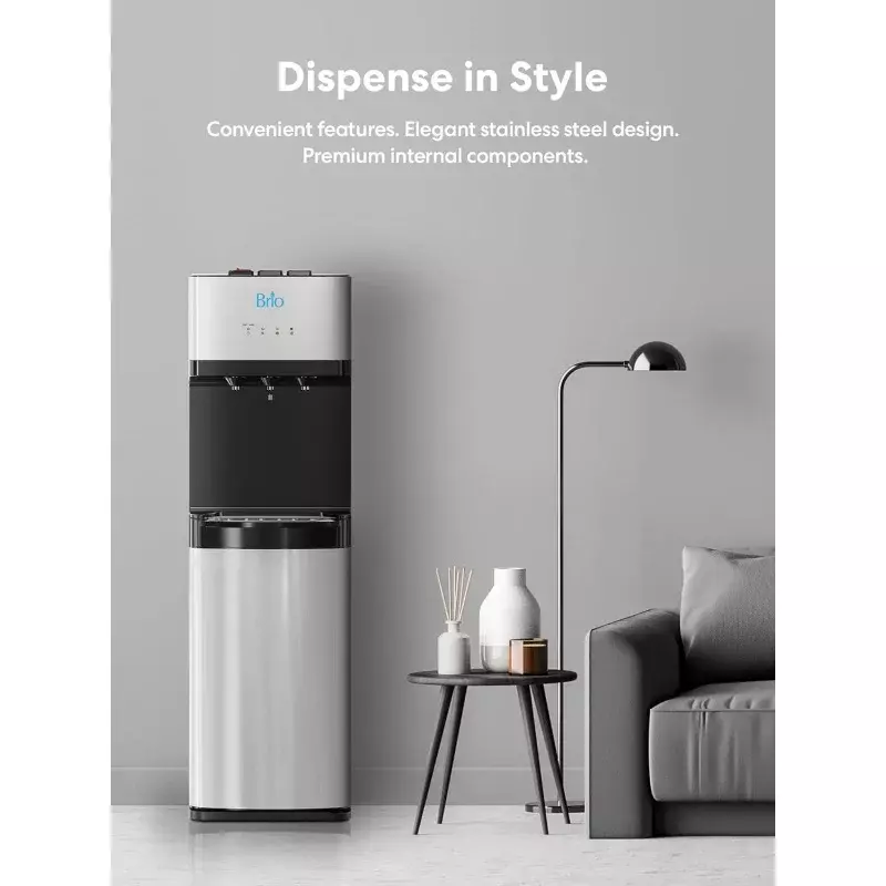Brio Self Cleaning Bottleless Water Cooler Dispenser, UL Approved, Stainless Steel, Point of Use Drinking Water, Hot, Col