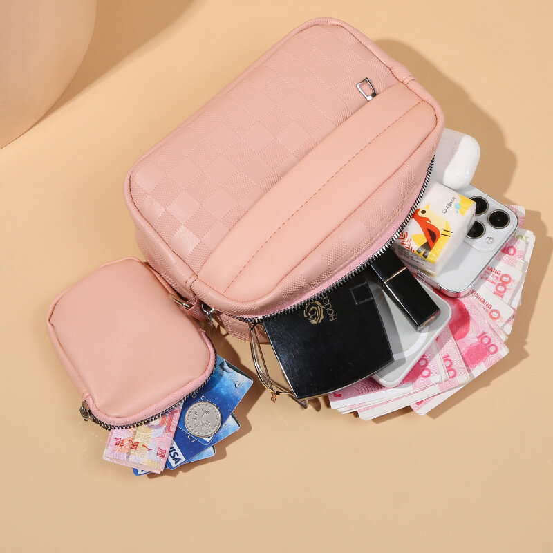 Women's New Fashion Casual  Zero Wallet Simple Solid Color Crossbody Zipper Small Square Bag Card Holder Purse Coin Pouch