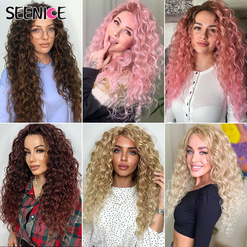 Ocean Wave Braiding Hair Extensions for Women, Deep Wavy, Twist Crochet Hair, Synthetic Afro Curl, Hawaii Ombre Pink, Tranças para mulheres