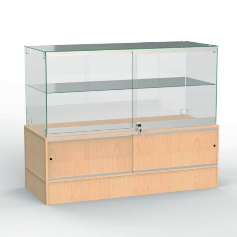 Vitrina de vidrio personalizada sin marco con gabinete de almacenamiento, Mostrador de exhibición Bloqueable, escaparate de vidrio para joyería