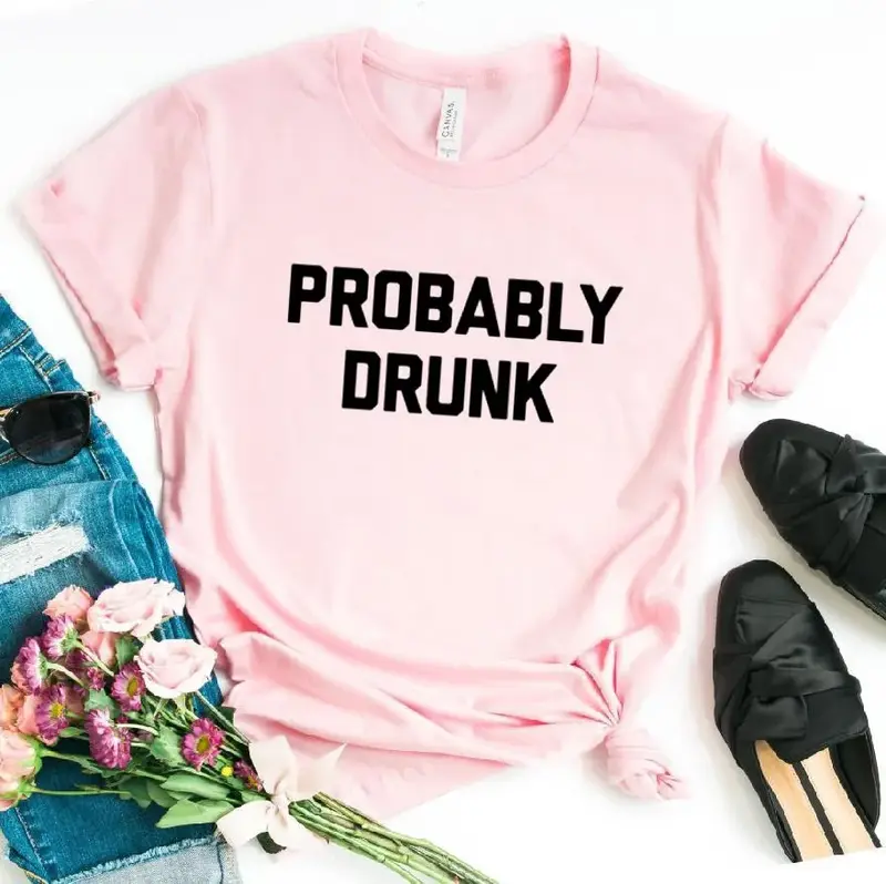 T-shirt à manches courtes et col rond pour femme, AWD Drunk Letter Print, T-shirt pour femme, Y-Clothes