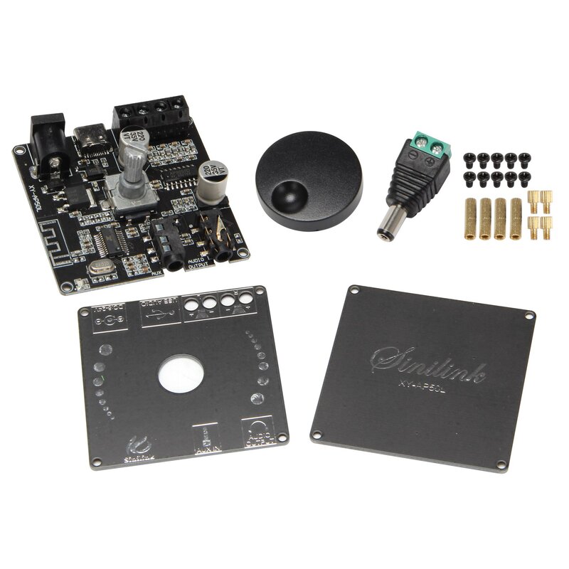 Mini Placa de Amplificador de Potência Digital Sem Fio, XY-AP50L, Bluetooth 5.0, 50W + 50W, Estéreo, Amp 3,5mm, AUX, USB, APP