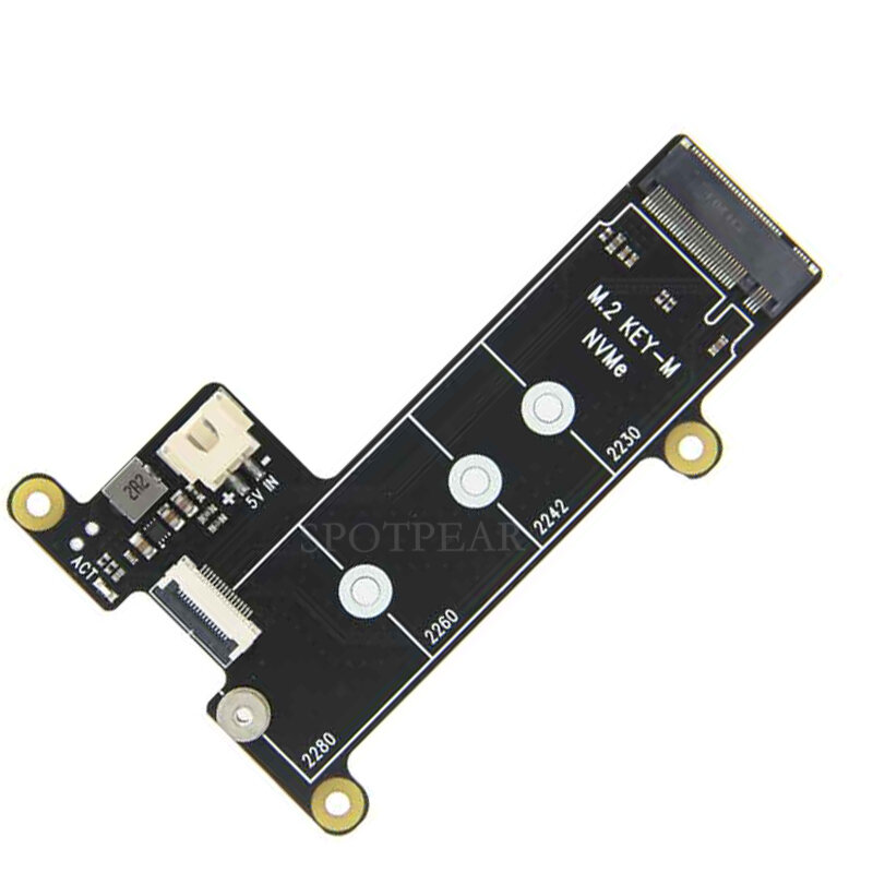 Raspberry beri Pi topi papan adaptor SSD, 5 PCIe ke M.2 NVMe Pi5 2280-2242 2230 X1001