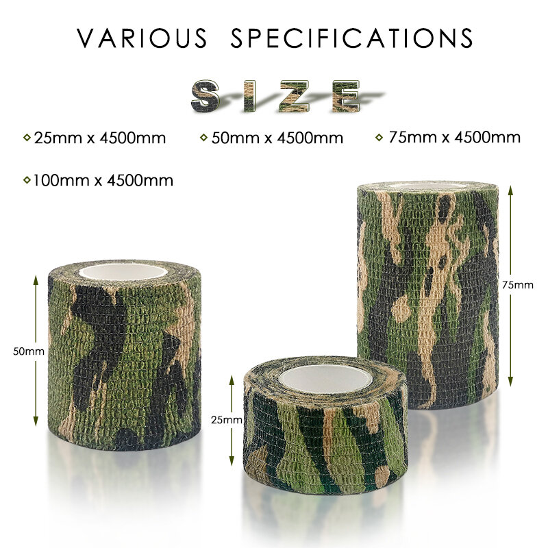 Camping Wandelen Zelfklevende Camouflage Elastische Tape Camo Wrap Outdoor Gereedschap Militaire Tactische Edc Survival Bandage 5*450Cm