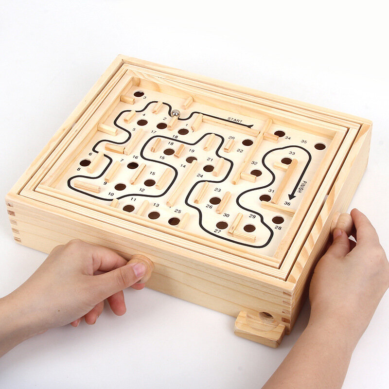 Holz Labyrinth Brettspiele für Kinder Ball bewegen 3D-Labyrinth Puzzle hand gefertigte Spielzeug Kinder Tisch Balance Bildung Brettspiel