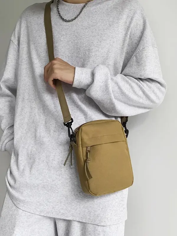 XDX01   Messenger Sling Bags For Men Casual Canvas Small Zipper Crossbody Pouch Simple Small Crossbody Shoulder Bag