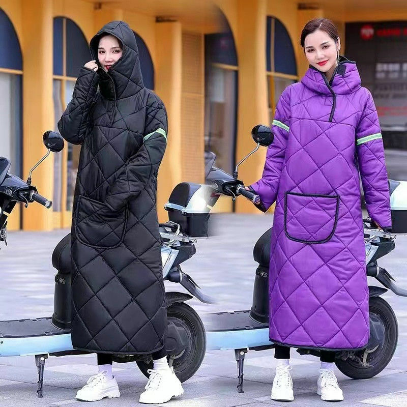 Electric bike riding warm windbreaker winter men and women plush and thick cycling windbreak quilt and cold cover Warm clothing