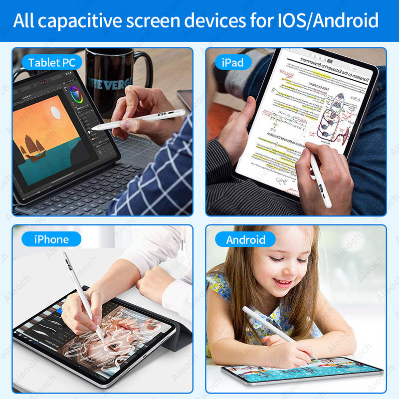Voor Appelpotlood 2 1 Aieach A35 Ipad Potlood Met Power Display, Palm Afwijzing, Tilt Stylus Pen Voor Ipad Pro 11 Air 4 5 9th 10th